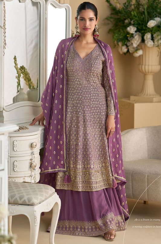 Magenta Bridal Ceremony Georgette Salwar Kameez Palazzo Suit  SFYS147502R