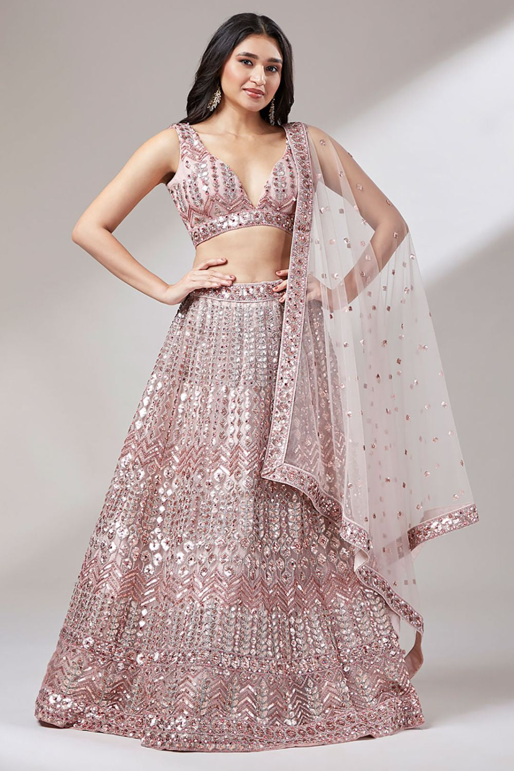 Pink Cocktail Evening Net Lehenga Choli SFROY522408