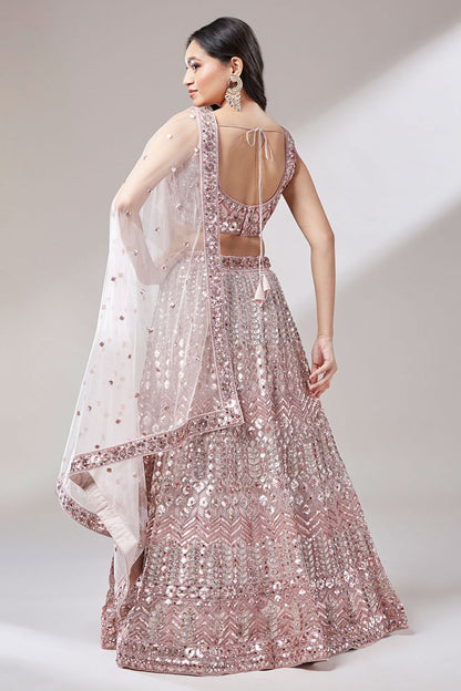 Pink Cocktail Evening Net Lehenga Choli SFROY522408