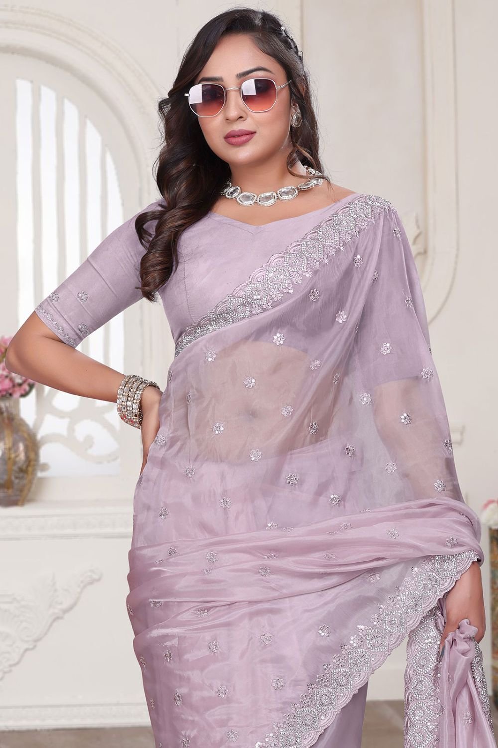 Pink Wedding Reception Cocktail Silk Sarees SFNRF59004