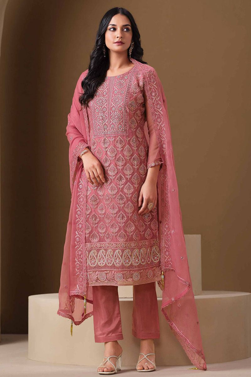 Pink Chiffon Plus Size Wedding Salwar Kameez SFVPL30503