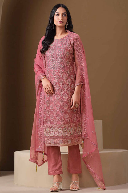 Pink Chiffon Plus Size Wedding Salwar Kameez SFVPL30503