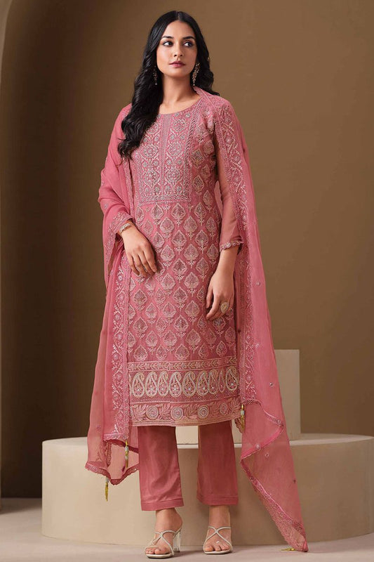 Pink Chiffon Plus Size Wedding Salwar Kameez SFVPL30503