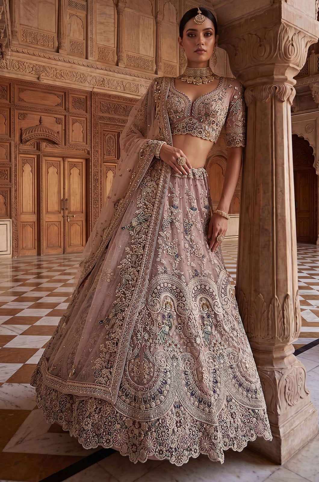 Pink Net Lehenga Choli - SFANJ3432