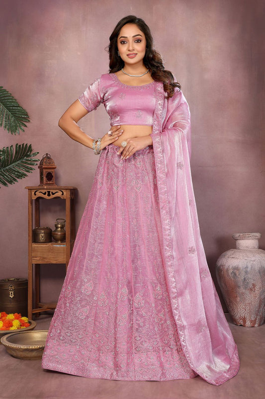 Pink Silk Partywear Lehenga Choli  SFJBNF2401R