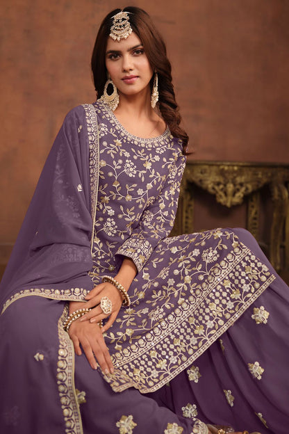 Purple Georgette Salwar Kameez - SFDFS26702