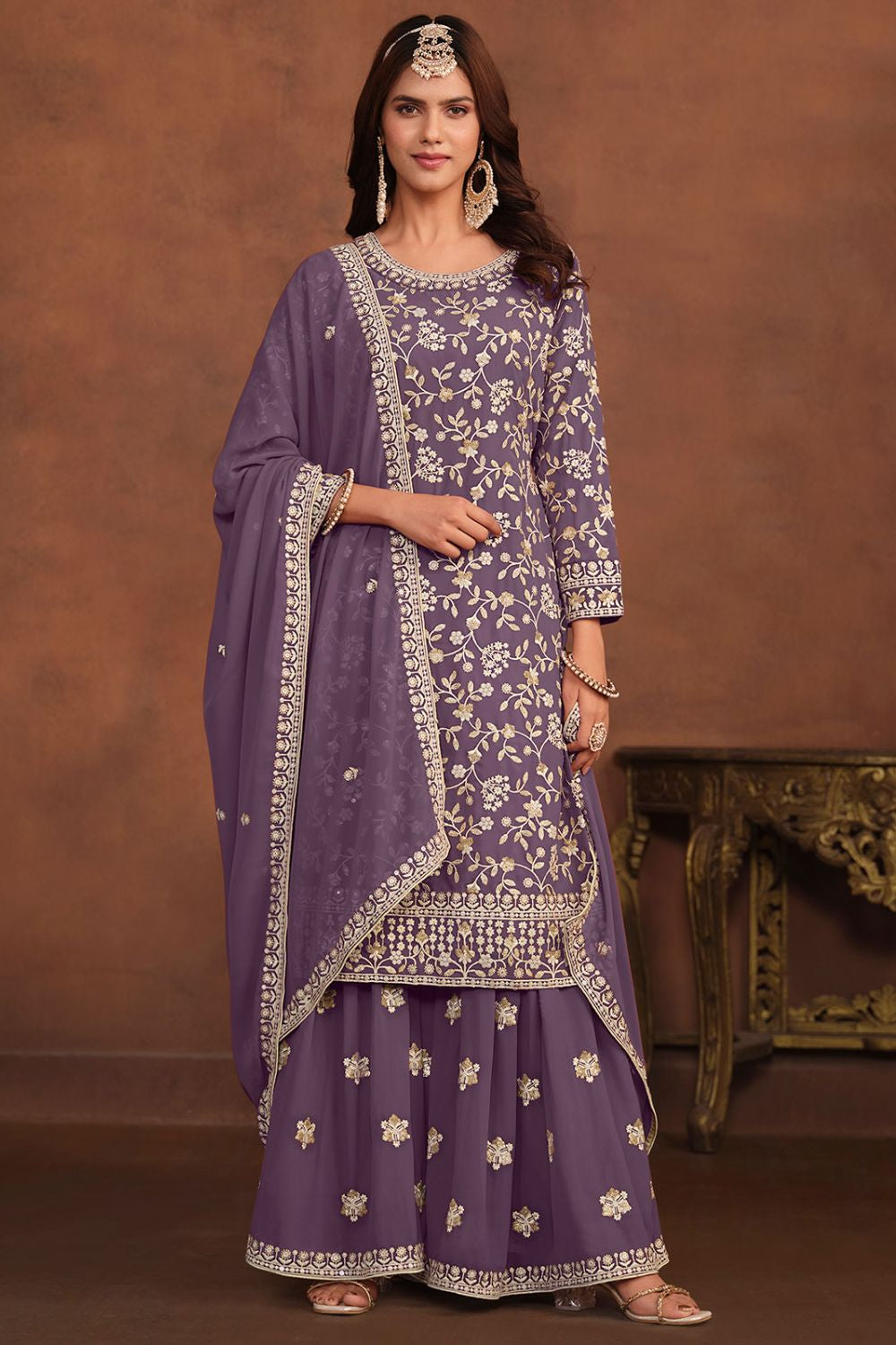 Purple Georgette Salwar Kameez - SFDFS26702