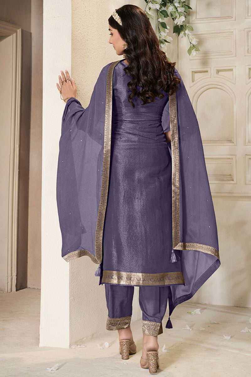 Purple Sangeet Jacquard Silk Salwar Kameez SFVNF1804R