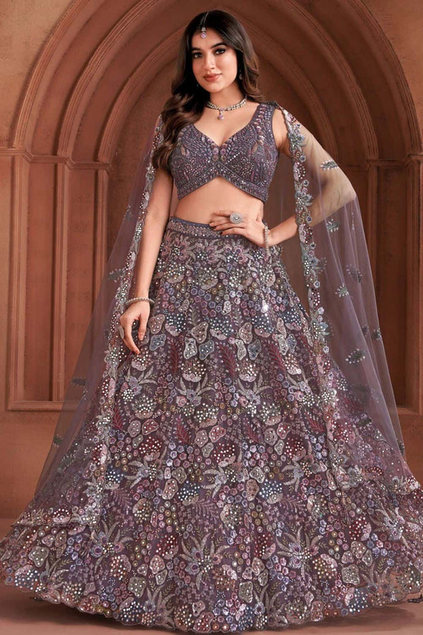 Purple Net Bridal Sangeet Lehenga Choli SFSBL1502R