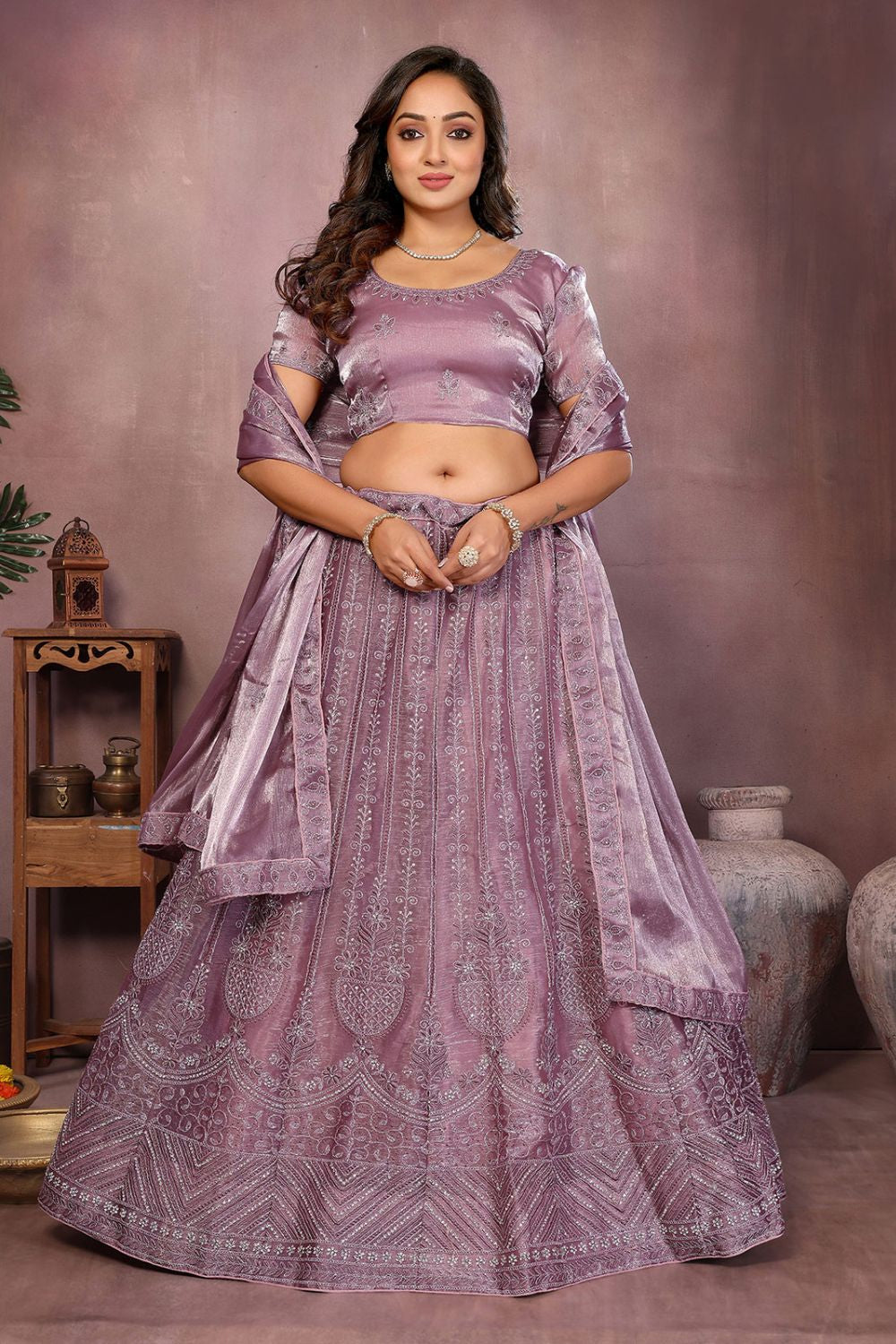 Purple Silk Partywear Lehenga Choli  SFJBNF2402R