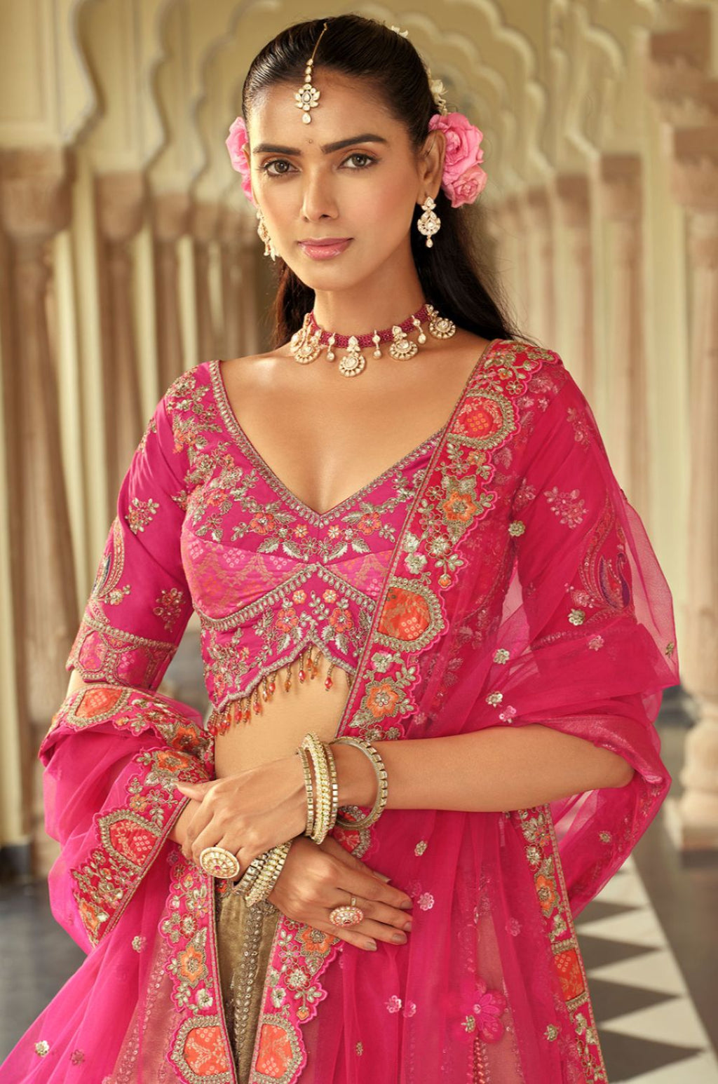 Beige Silk Lehenga Choli - SFSJDN37006