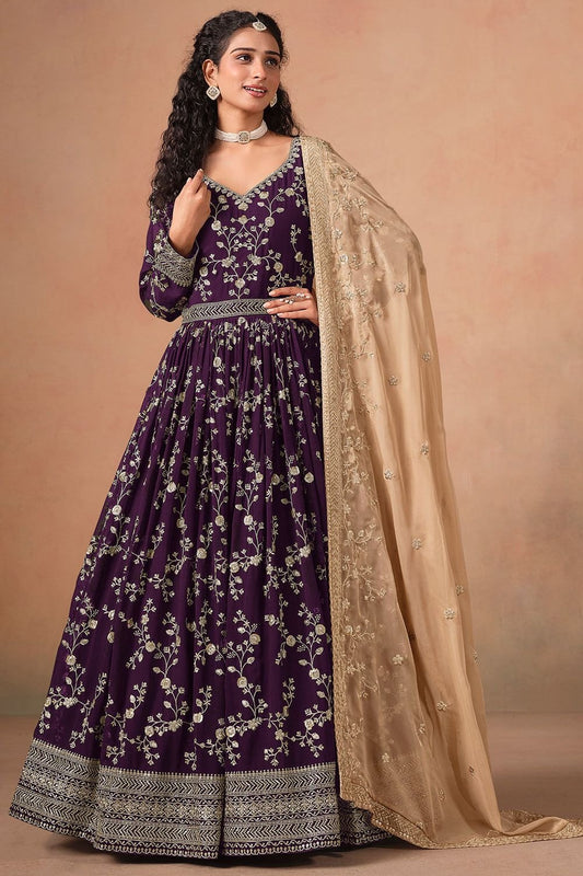 Purple Georgette Salwar Kameez - SFDFS36102R