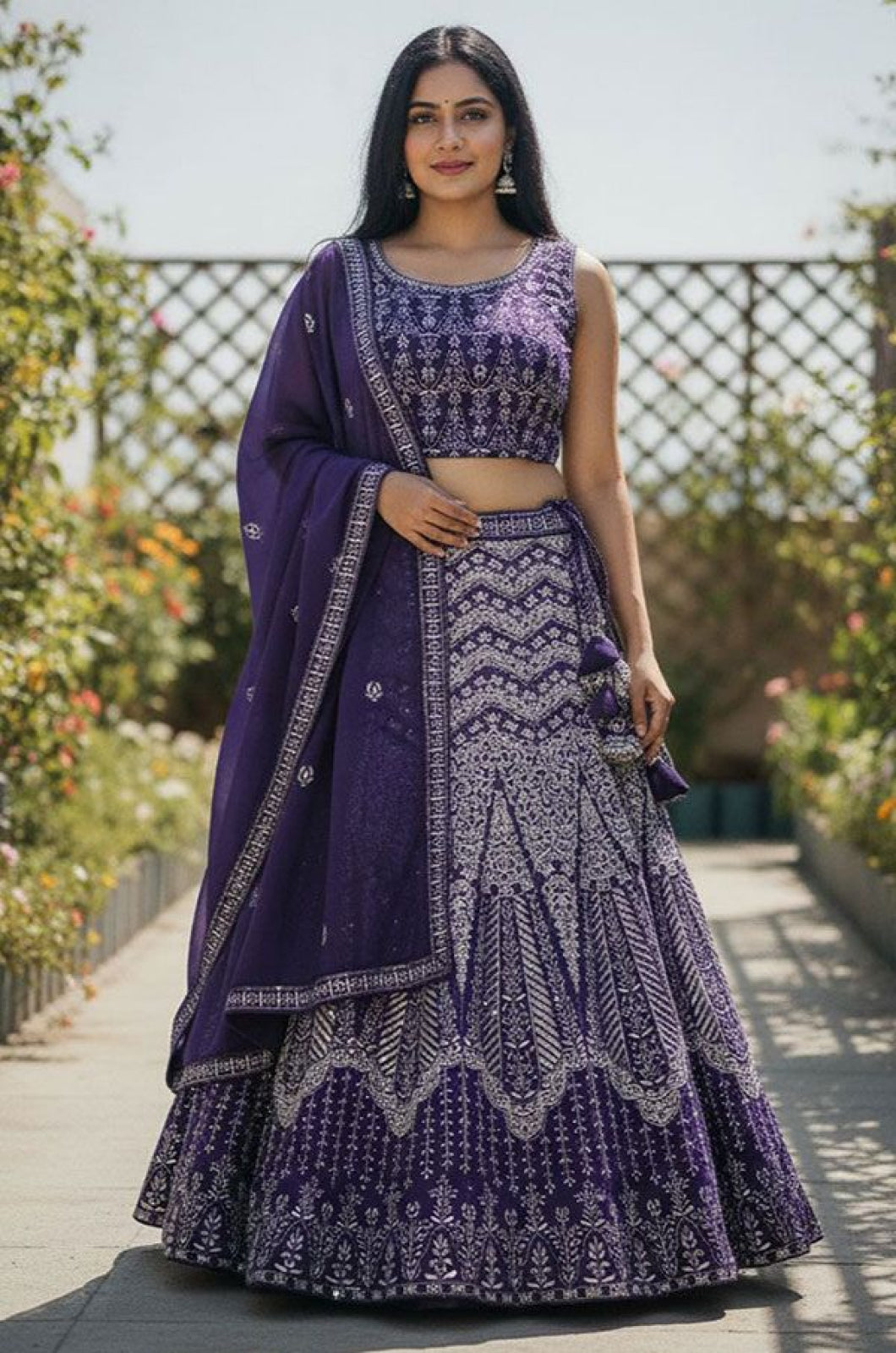 Purple Georgette Lehenga Choli - SFSA577905