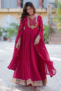 Pink Georgette Anarkali Gown With Sequin Work SFNPV57902R
