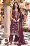 Maroon Jacquard Salwar Kameez - SFSA564501R