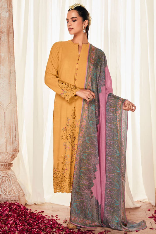 Plus Size Gold Yellow Salwar Suit In Silk SFYS109506