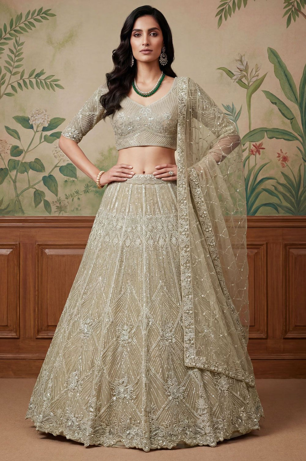 Golden Net Lehenga Choli - SFANJ3258