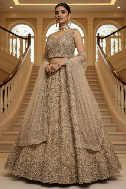 Golden Net Lehenga Choli - SFANJ3217