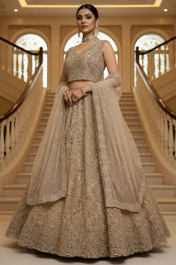 Golden Net Lehenga Choli - SFANJ3217