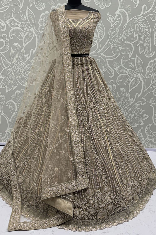 Golden Net Party Lehenga Choli  SFANJ3127