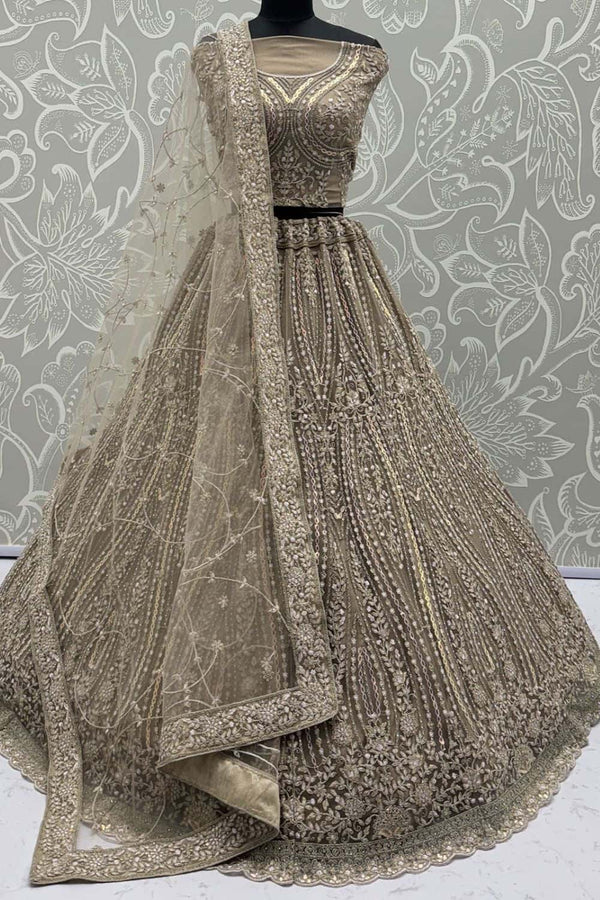 Golden Net Party Lehenga Choli  SFANJ3127