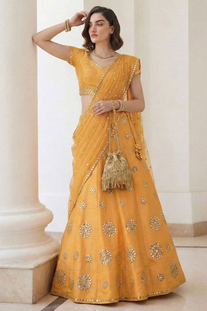 Yellow Silk Lehenga Choli - SFSA512904