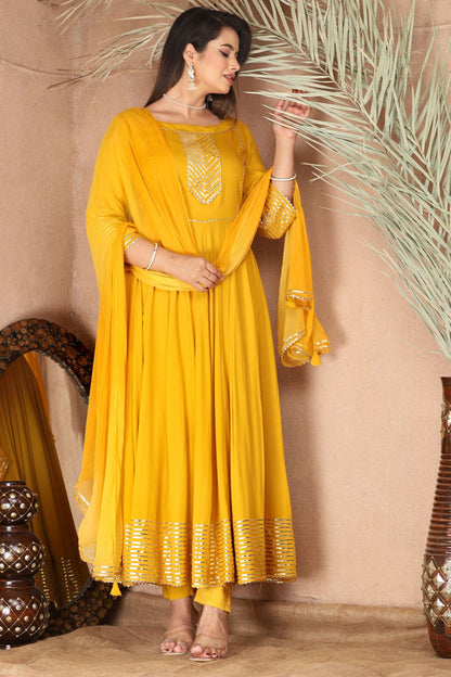 Yellow Sangeet Plus Size Rayon Salwar Kameez SFSBR1204R
