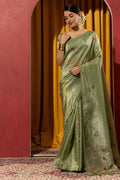Green Wedding Party Silk Saree Blouse SFSDR1906