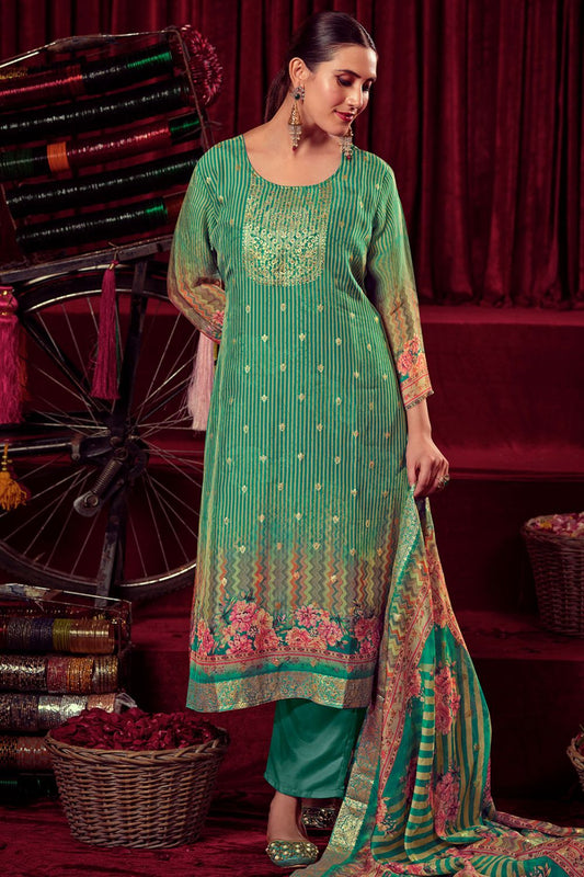 Green Organza Salwar Kameez - SFSTL30202
