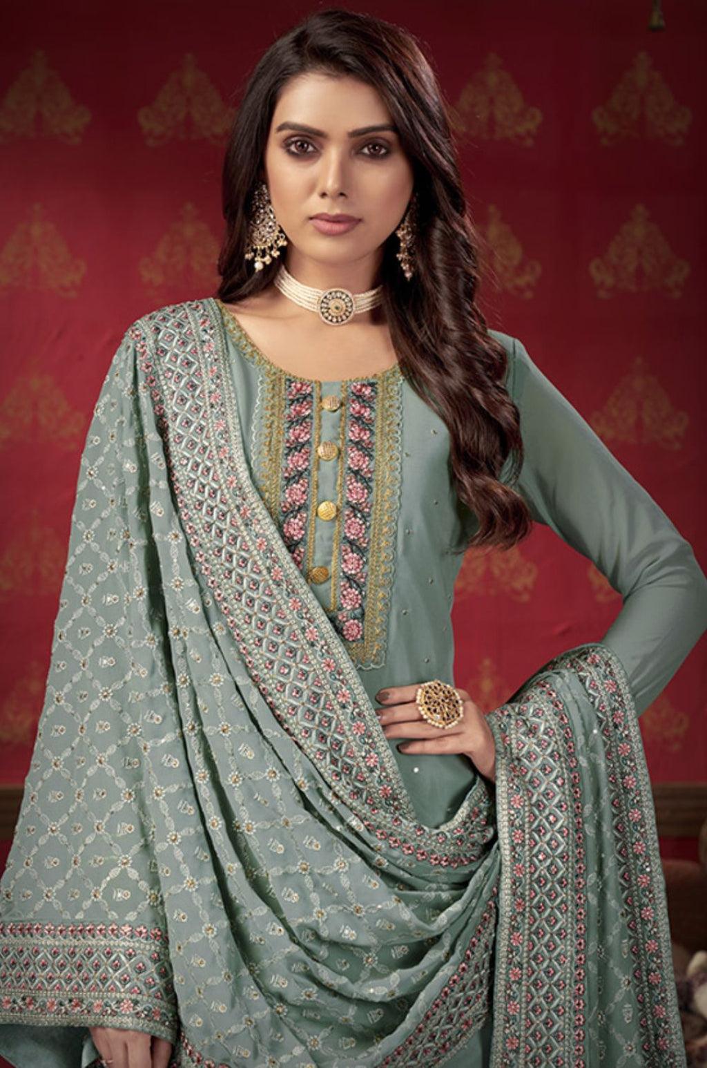 Grey Georgette Salwar Kameez - SFSA317501