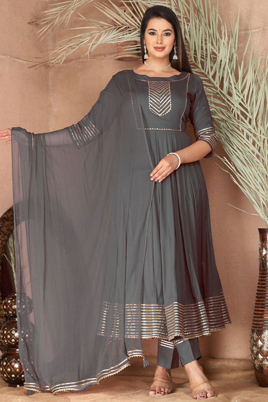 Grey Sangeet Plus Size Rayon Salwar Kameez SFSBR1209R