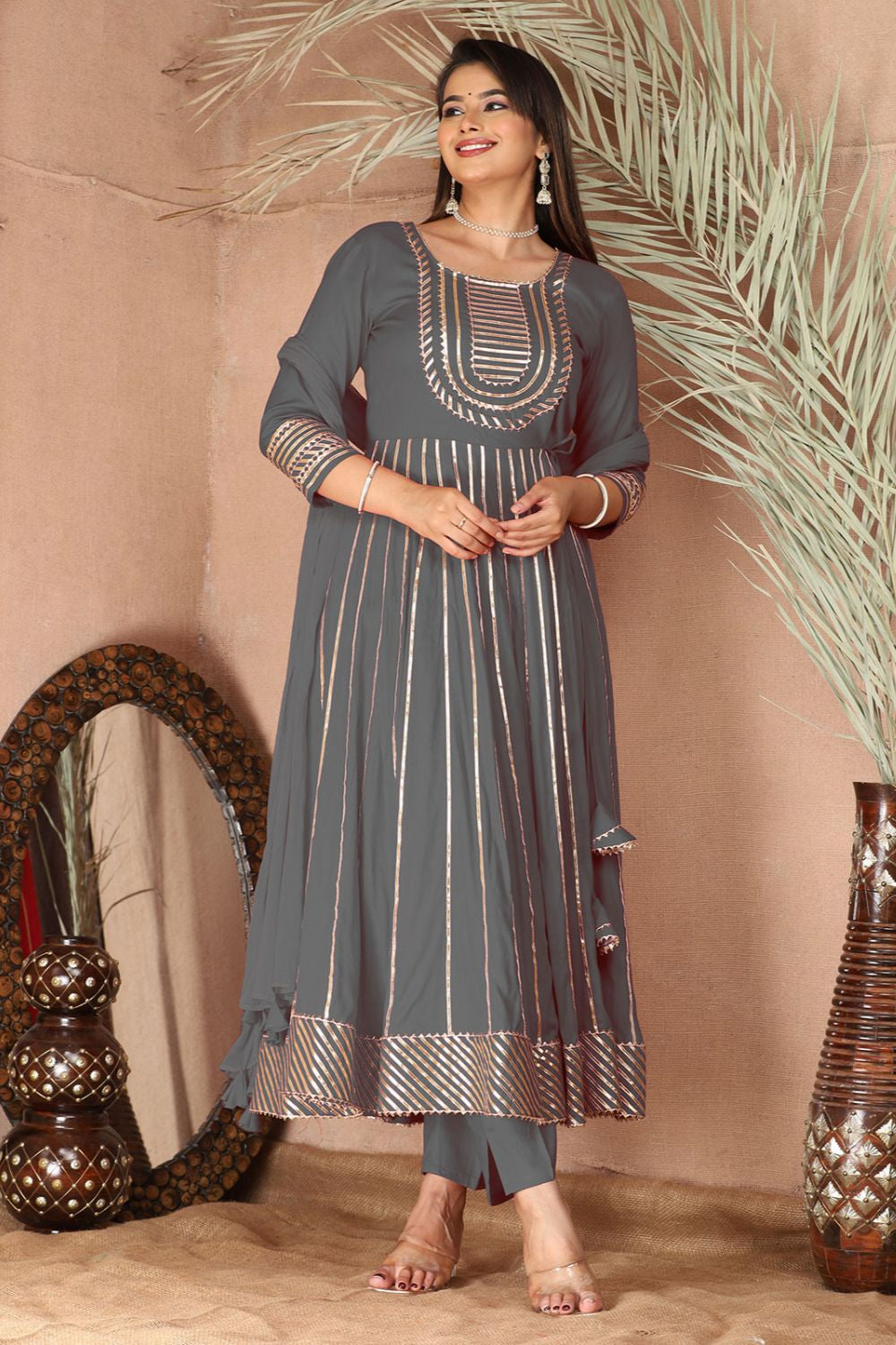 Grey Rayon Salwar Kameez - SFSBR1313R