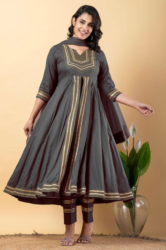 Grey Rayon Plus Size Indian Sangeet Salwar Kameez  SFSBR1103R