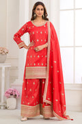 Red Silk Salwar Kameez - SFSMT57201R