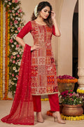 Red Banarasi Salwar Kameez - SFEDC29103