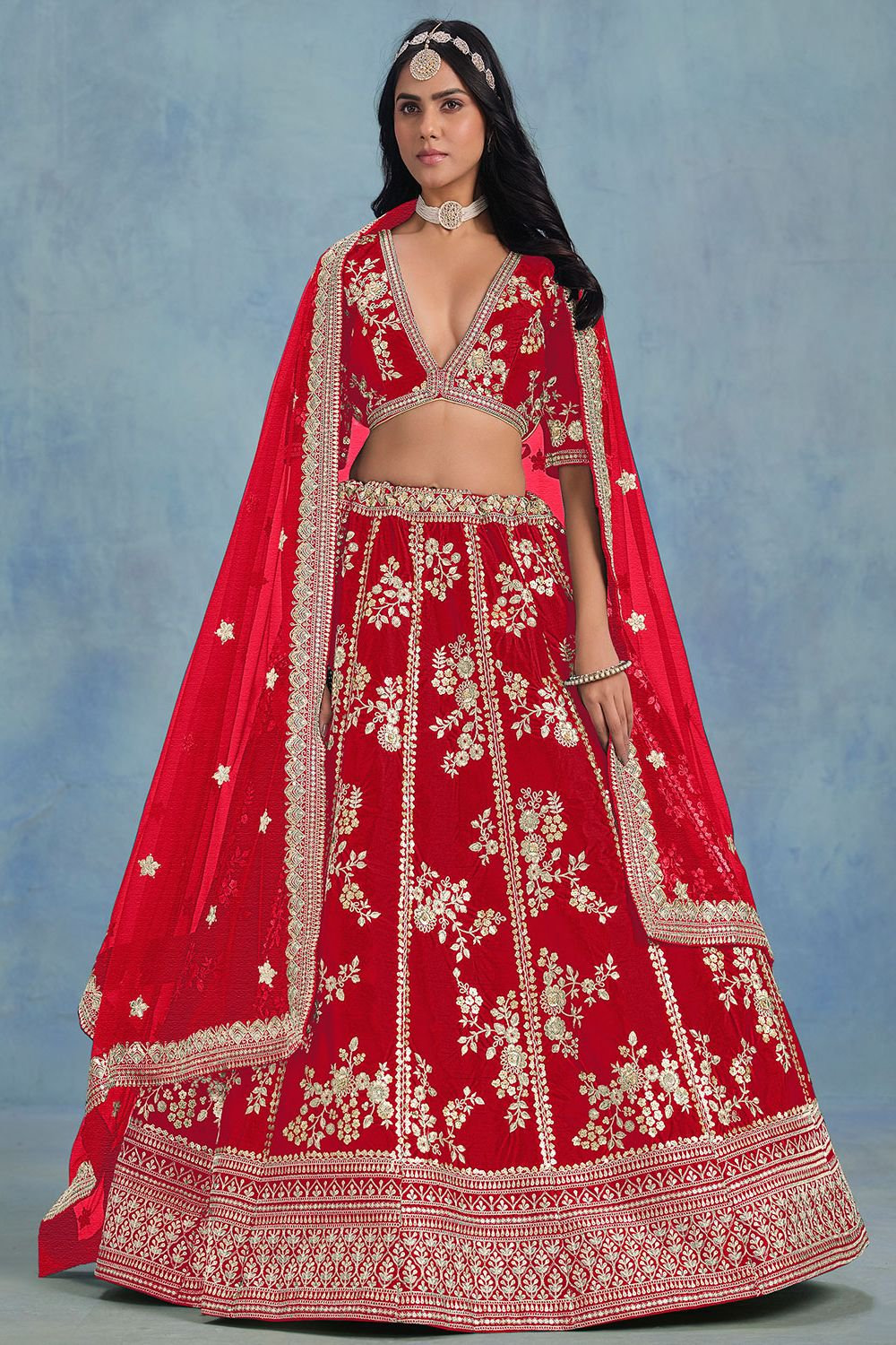 Red Bridal Wedding Silk Lehenga Choli SFDFS34804