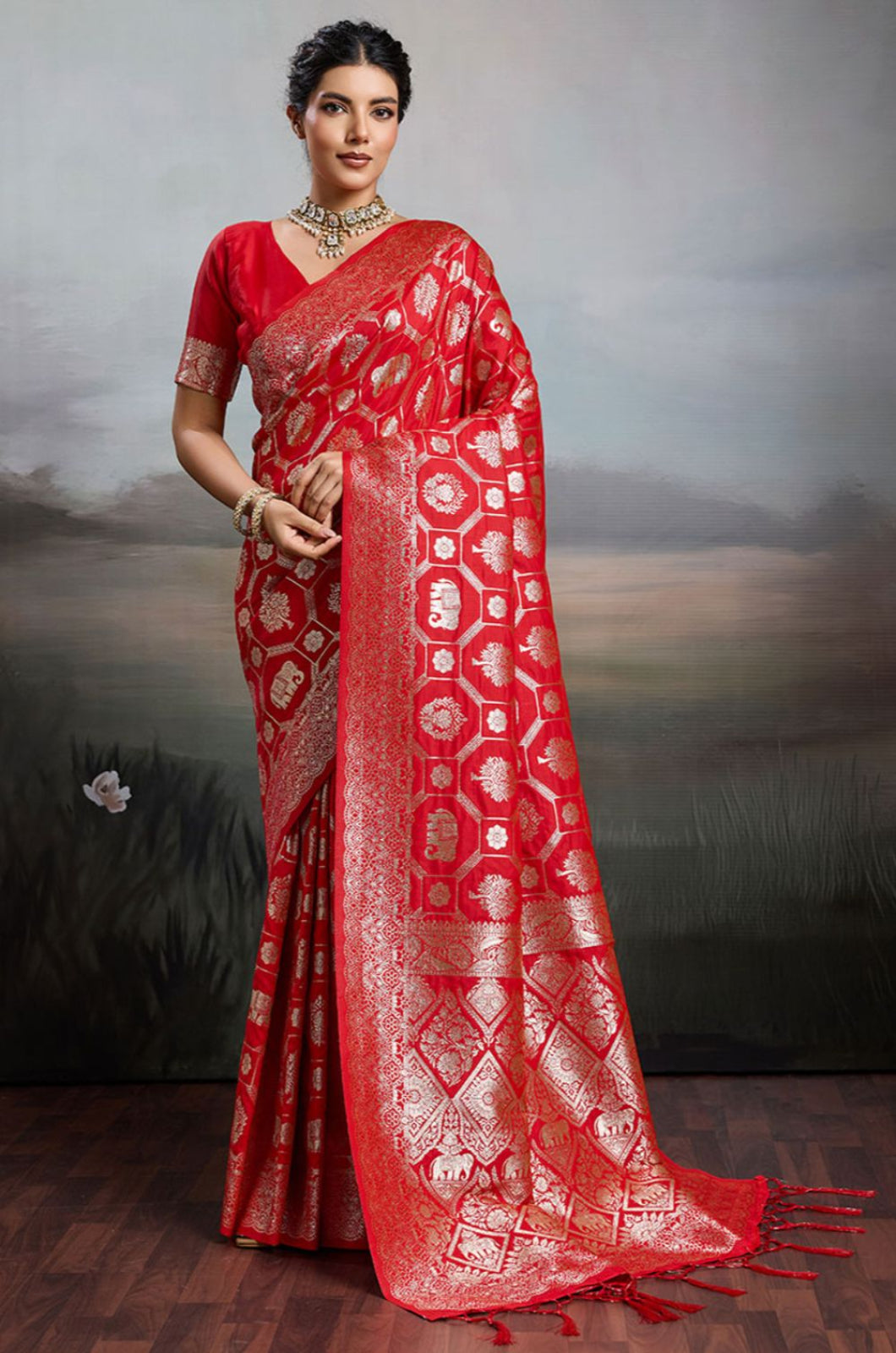 Red Silk Sarees - SFAST20302