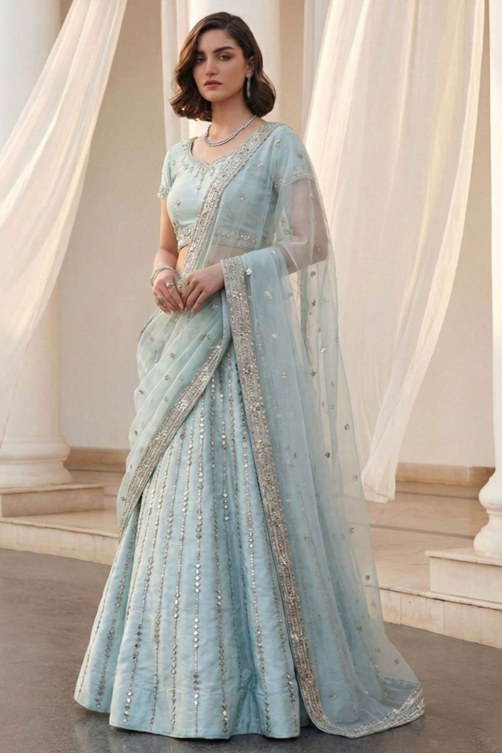 Blue Silk Lehenga Choli - SFSA512901