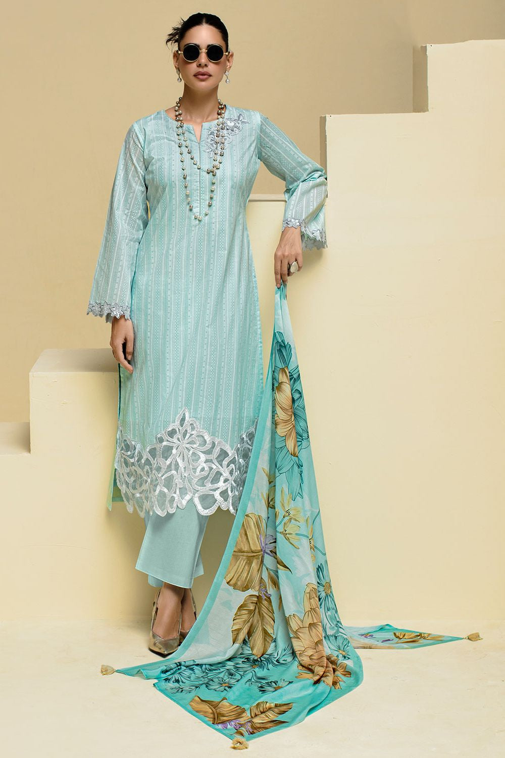 Blue Cotton Salwar Kameez - SFYS153804