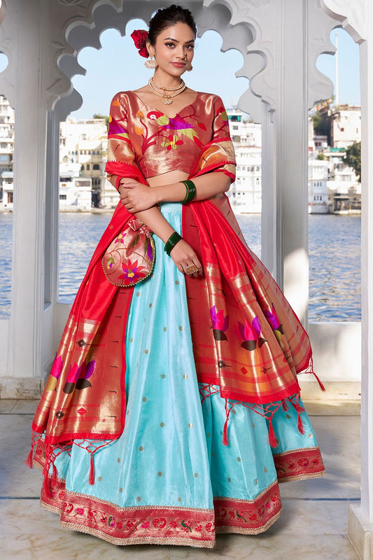 Blue Sangeet Silk Partywear Lehenga Choli Set SFROY508204R