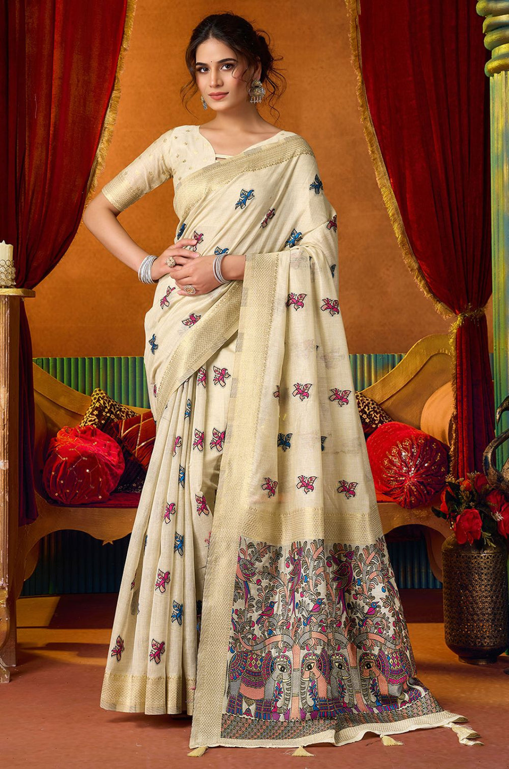 Ivory Cotton Sarees - SFSJDN46201
