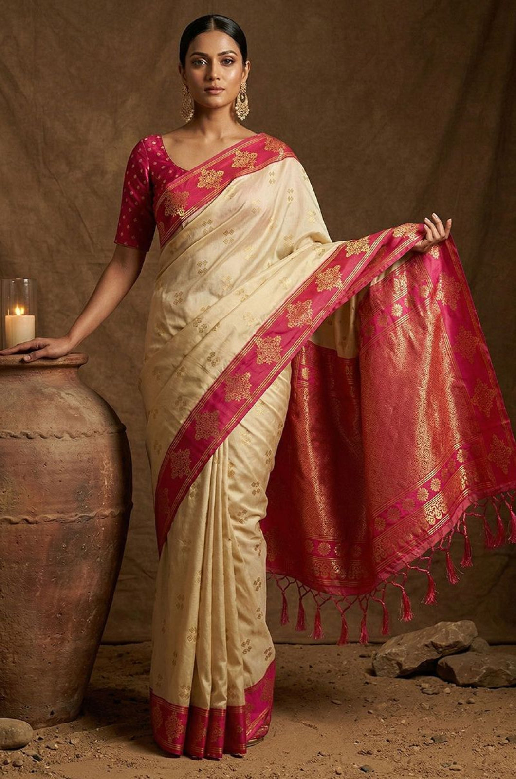 Ivory Silk Sarees - SFAST20806