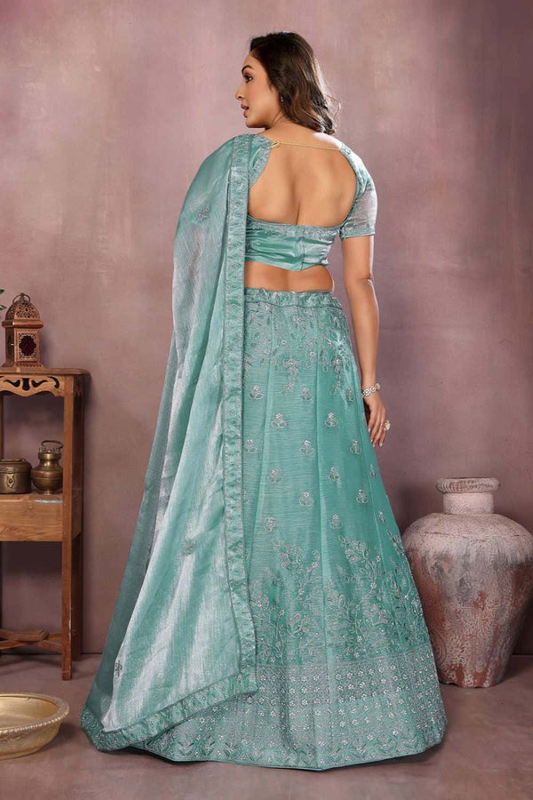 Green Silk Partywear Lehenga Choli  SFJBNF2403R