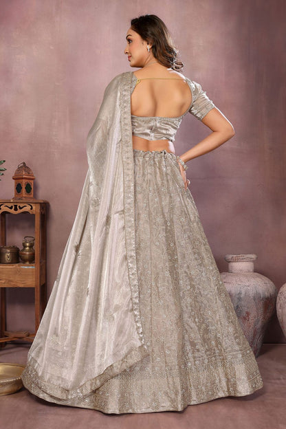Grey Silk Partywear Lehenga Choli SFJBNF2404R