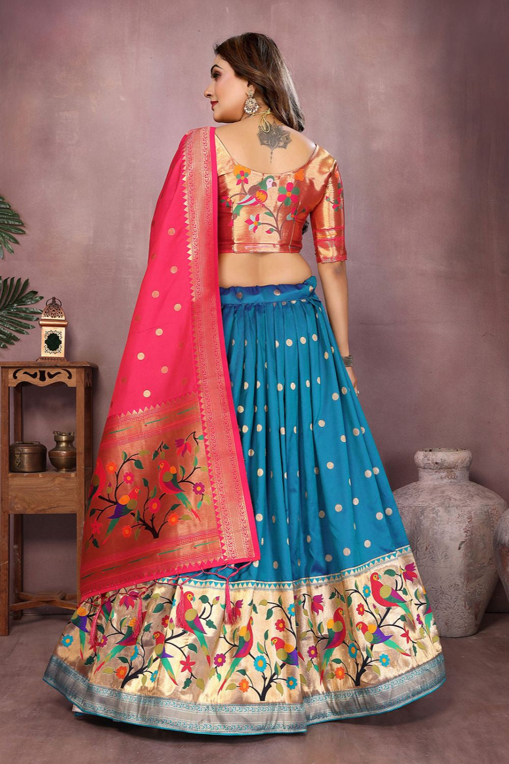 Blue Silk Partywear Lehenga Choli  SFJBNF2405R