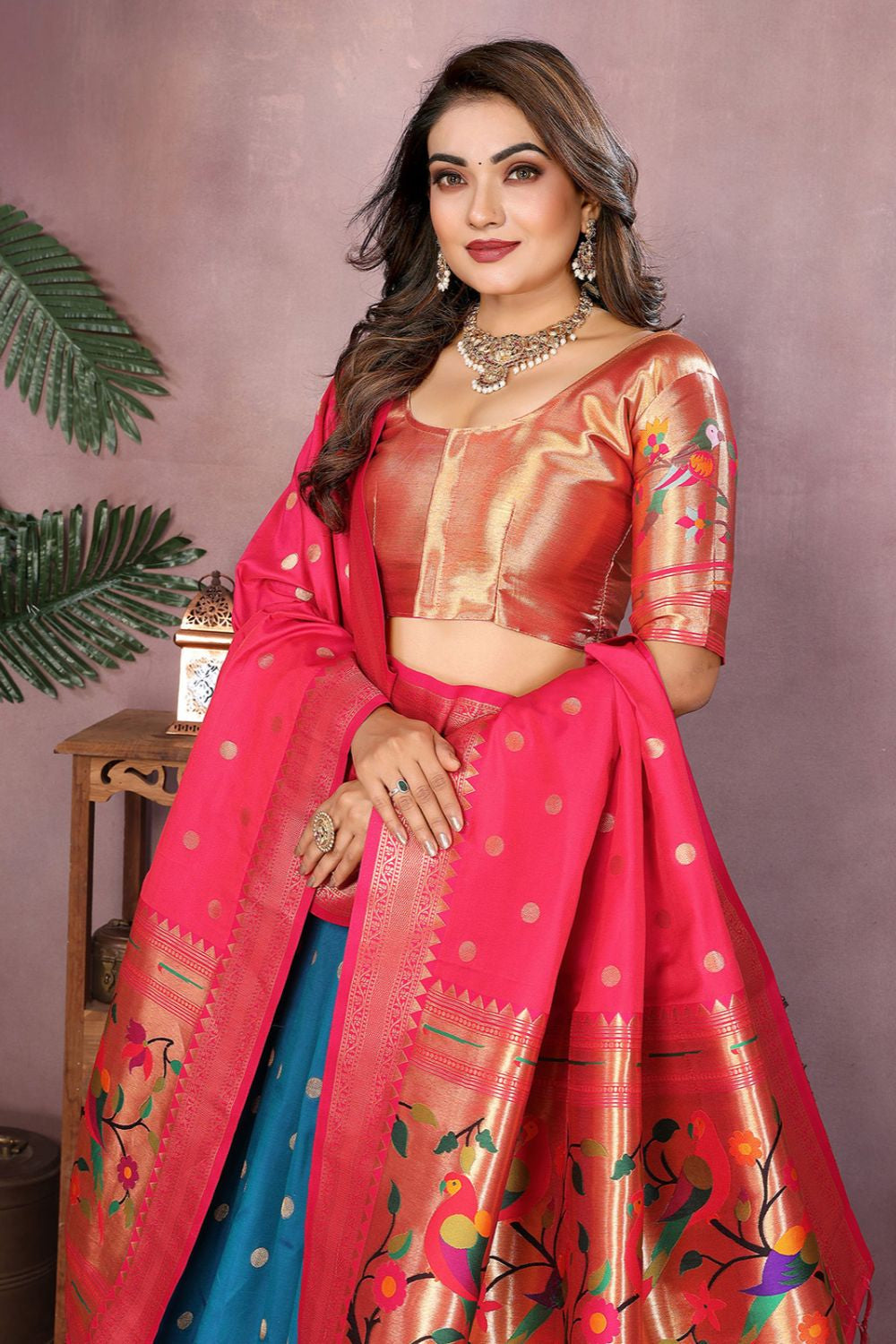 Blue Silk Partywear Lehenga Choli  SFJBNF2405R