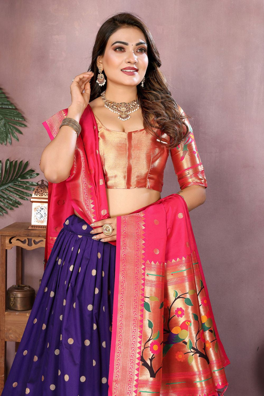 Purple Silk Partywear Lehenga Choli  SFJBNF2406R