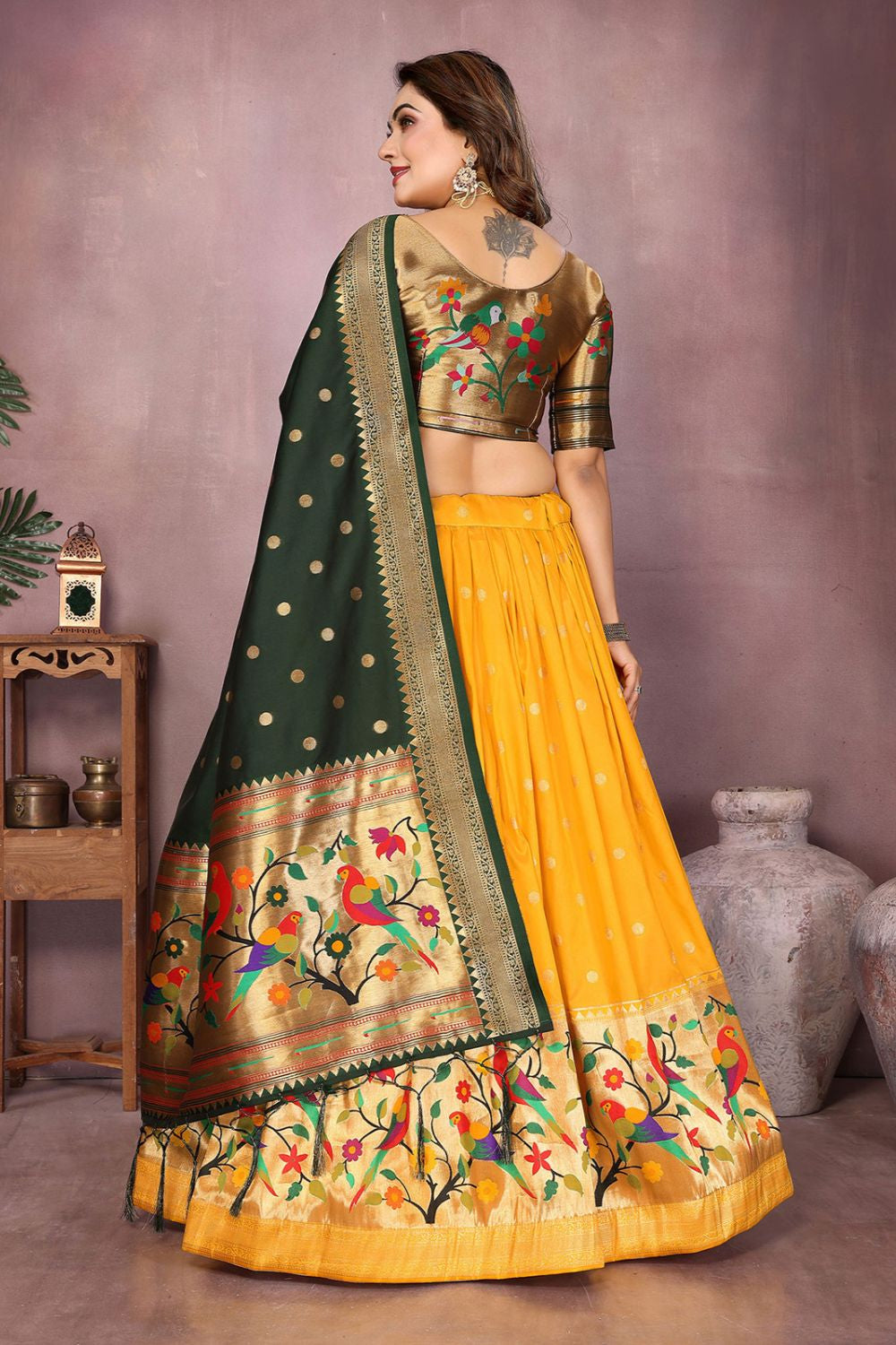 Yellow Silk Partywear Lehenga Choli  SFJBNF2408R