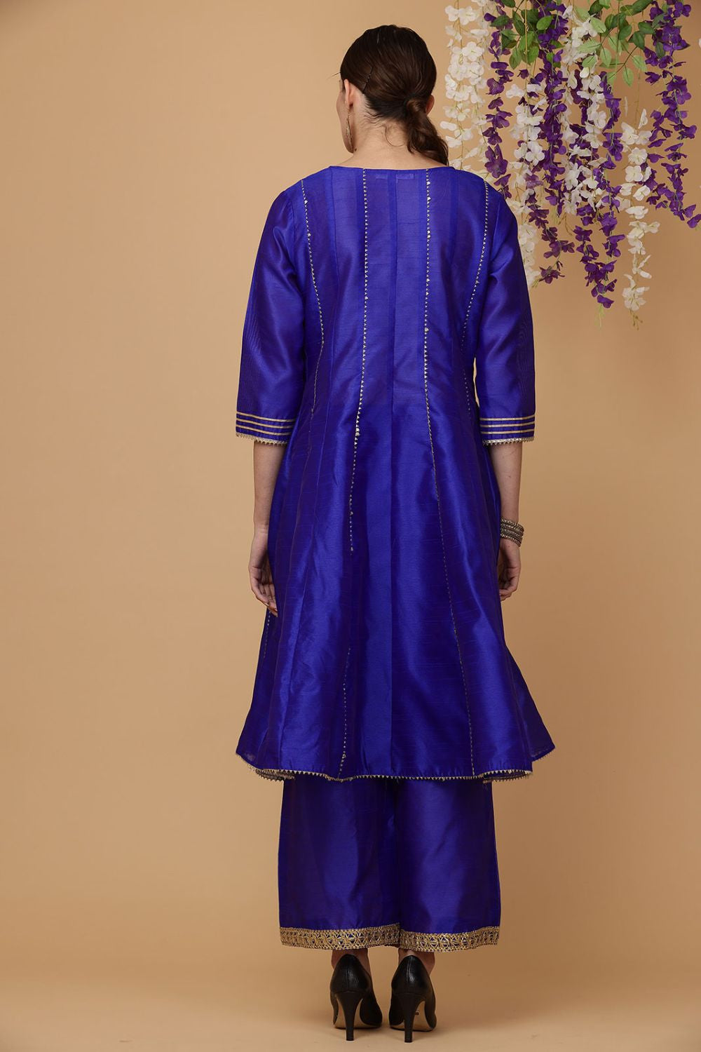 Blue Heritage Silk Salwar Kameez With Gota Work SFJBNF1801R