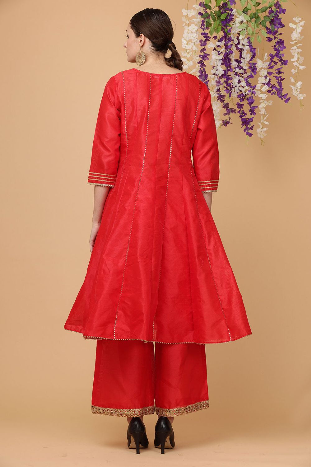 Red Heritage Silk Salwar Kameez With Gota Work SFJBNF1802R